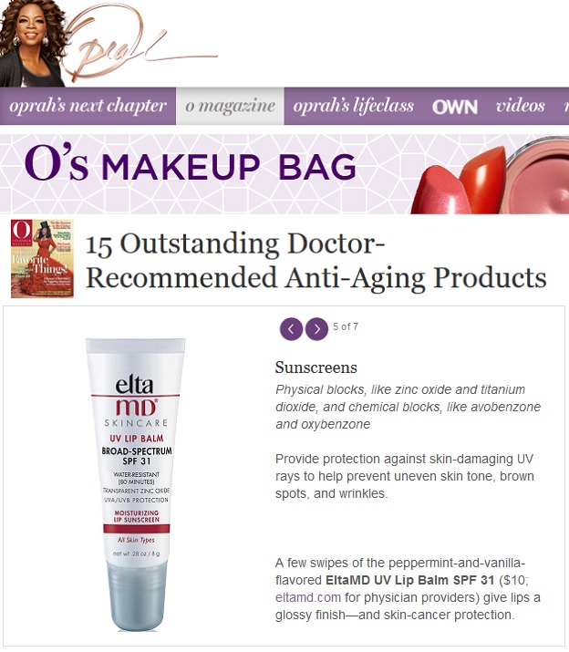 EltaMD UV Lip Balm Featured in Oprah Magazine